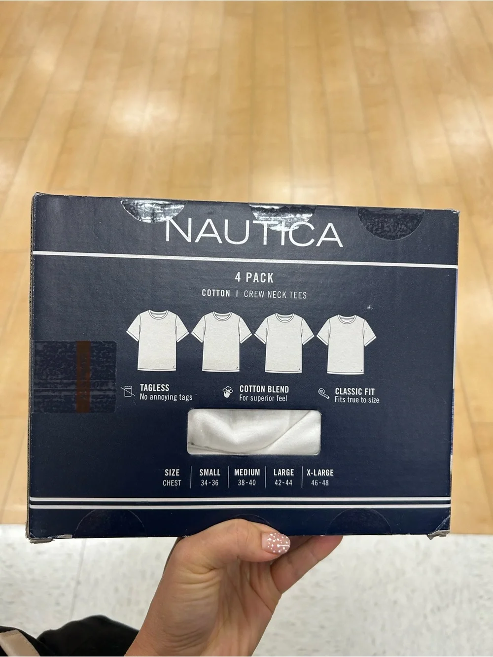 Nautica Men’s White Cotton Crew Neck Tees - 4 Pack size L